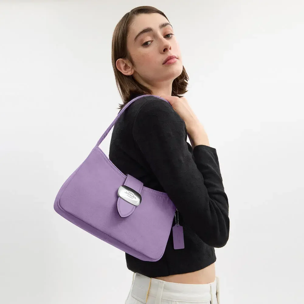 Coach Eliza Purple Denim/ Leather Shoulder Bag NWT - Picture 7 of 14